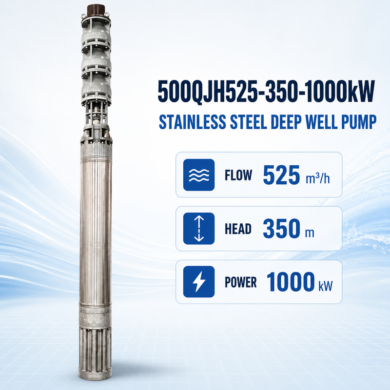 525 m³/h Flow 350 m Head 1000 kW Power Stainless Steel Deep Well Submersible Seawater Pump